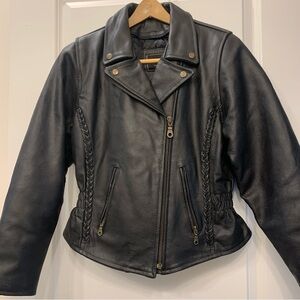 Vintage Rebel Ryder Heavy Black Lined Leather Jacket Tailored Women Motorcycle M